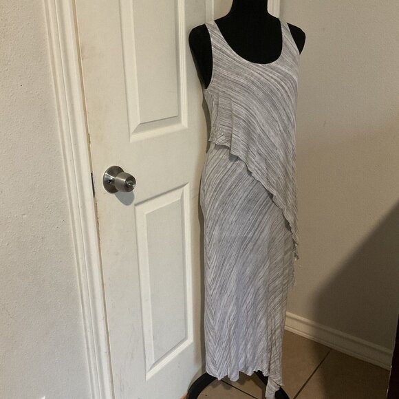 Splendid Dress Long Maxi Gray Striped Sun dress Layered Small Summer Sleeveless - Picture 2 of 9